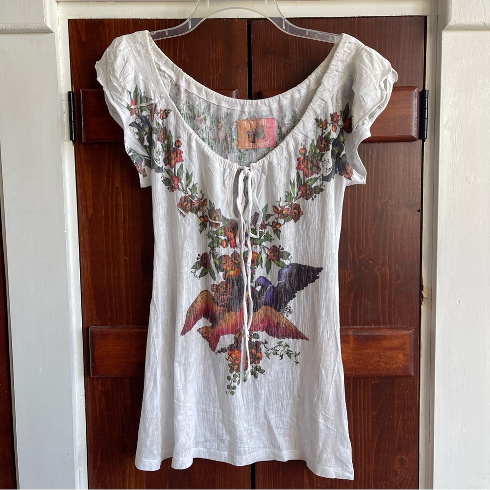 Butterfly Dropout Burnout Peasant Tee
